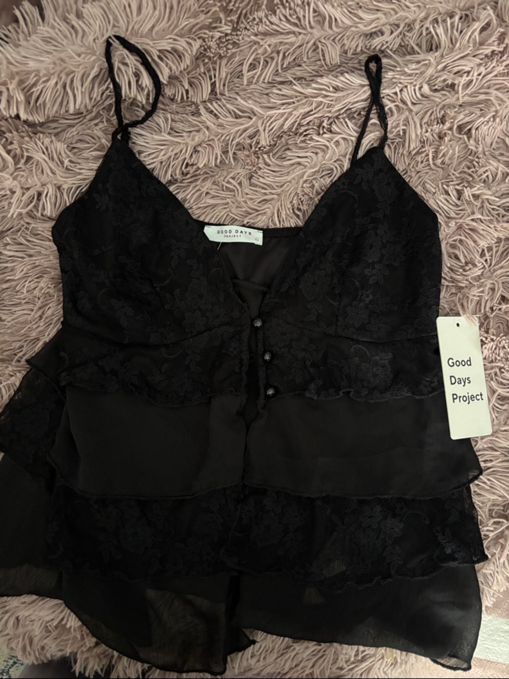 Black Lace Tiered Camisole